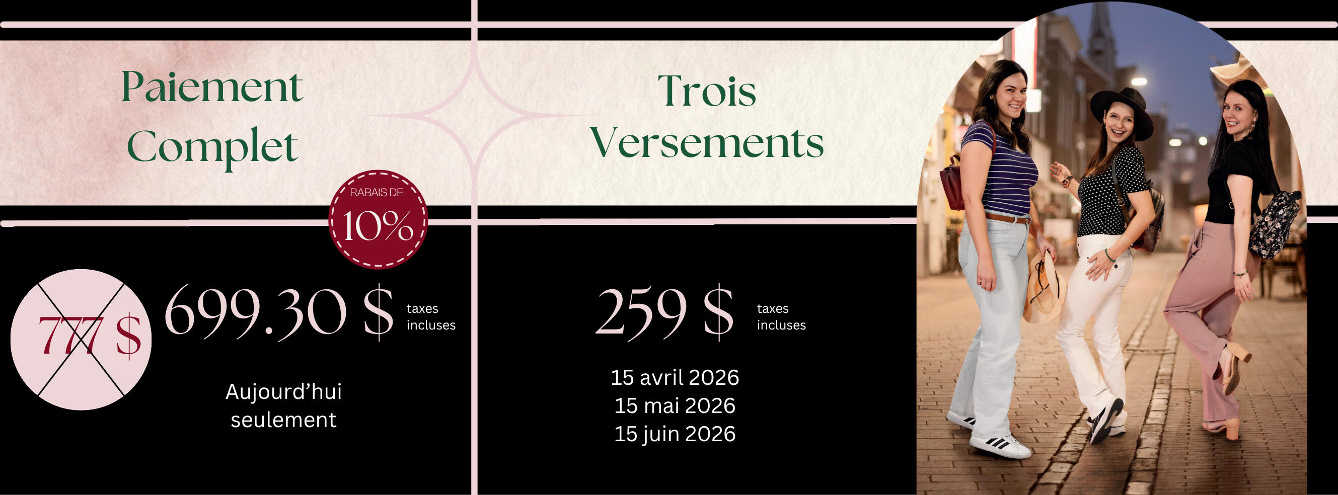 Options de paiement pour Évasion Féminine